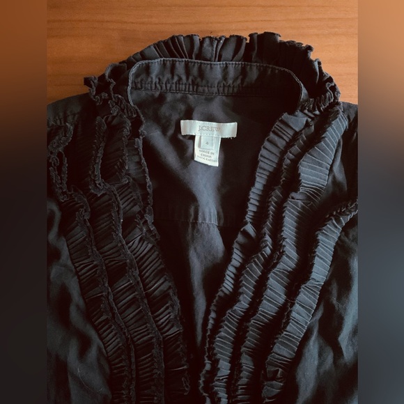 J. Crew Button Down Shirt with Ruffled V-Neck, EUC - Picture 2 of 3